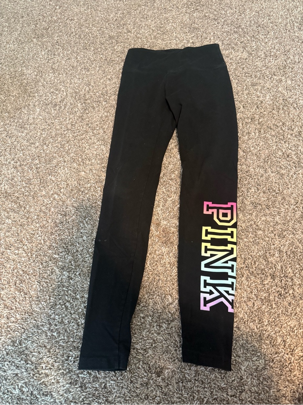 PINK Victoria's Secret Black Jeggings with Multicolor Logo